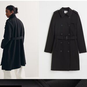 H&M Double-Breasted Trench Coat - Black